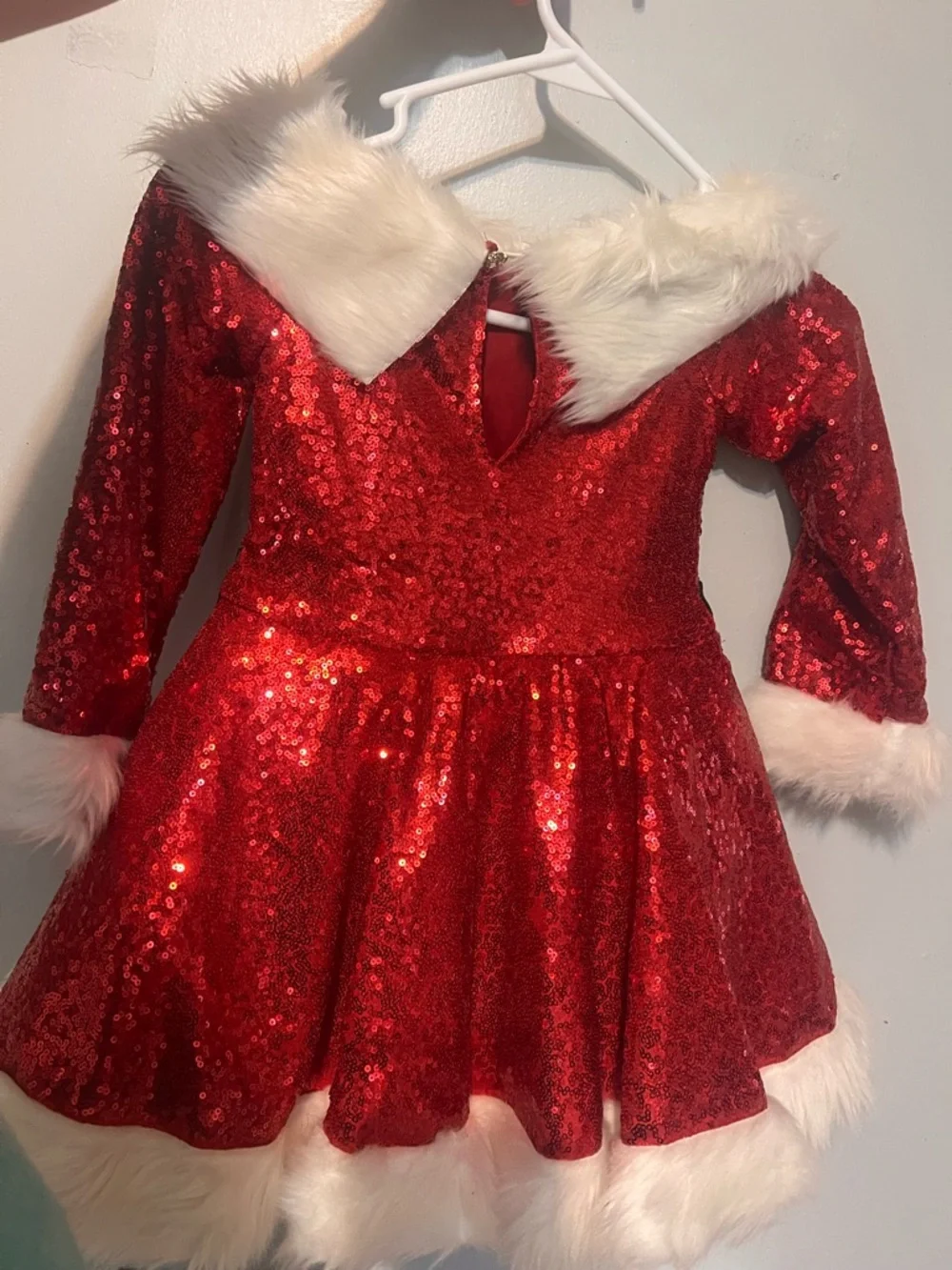 Holiday Sparkle Red Sequin Santa Dress for Kids